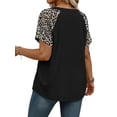 thumbnail image 5 of WellSize Plus Size Womens T Shirts Color Block V Neck Tops Casual Summer Short Sleeve Tunic Blouses, 5 of 8