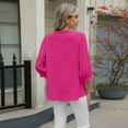 thumbnail image 3 of Previn Women's 3/4 Sleeve Blouse Puff Sleeve Top High Neck Summer Casual Chiffon Half Sleeve Soft Top Pink Medium, 3 of 5