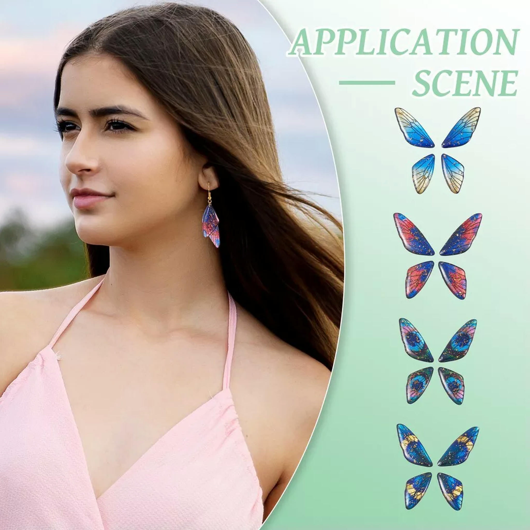 U8MO 1 Box DIY Butterfly Resin Dangle Earring Making Kit DIY Jewelry Findings 30x15mm