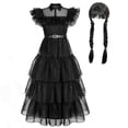thumbnail image 1 of 2023 miércoles Addams Cosplay disfraz conjunto Halloween disfraz carnaval fiesta disfraz para niñas adultas huangjie unisex, 1 of 2