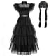 thumbnail image 1 of 2023 Wednesday Addams Cosplay disfraz conjunto niñas negro vestido estampado carnaval fiesta disfraz-con peluca-XL Computadora Computadora Computadora portátil, 1 of 5