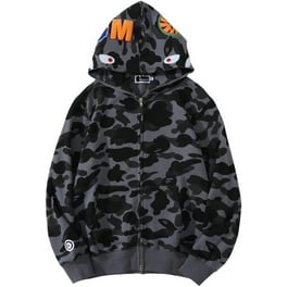 BAPE Men s Shark Full Zip Hoodie Embroidered Shark Design 100 Cotton Hip Hop Jacket Walmart