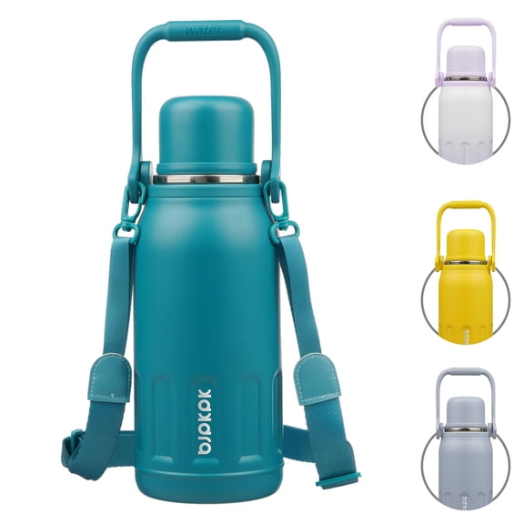 BJPKPK Insulated Water Bottle 40oz Stainless Steel Water Bottles with Handle and Cup Lid Vacuum Insulated Metal Thermos for Traveling,Laguna