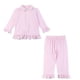 thumbnail image 1 of Venta al por mayor de ropa para niños, pijamas rojos lisos de algodón 95%, pijamas de manga larga con volantes de invierno para bebé, boutique de Navidad, ropa para el hogar, 1 of 4