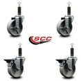 thumbnail image 2 of 4 Inch Semi Steel Wheel Swivel 1 Inch Expanding Stem Caster Set 2 Brakes SCC, 2 of 2