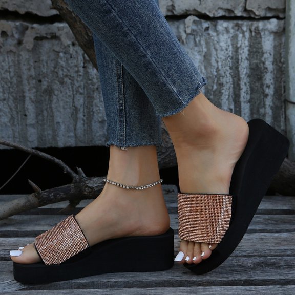 Vedolay Sandals Sandals for Women Casual Summer Flip Flops Wide Width Beach Roman Sandals,Rose Gold 8.5