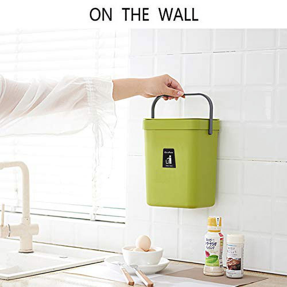 LAND·VOI Hanging Kitchen Compost Bin 6 Liter/1.6 Gallon, Small Trash Can  with Detachable Inner Bucket for Cupboard/Countertop/Bathroom/Camping