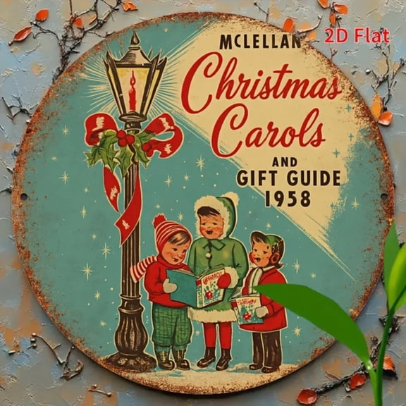 HELLOYOUNG Retro 1958 Christmas Carol Sign - Santa Snowman Gifts Design Durable Indoor Outdoor Holiday Decor