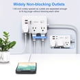 thumbnail image 5 of 10-in-1 Power Strip Surge Protector, 6 Outlets & 4 USB Ports (2 USB-C), Flat Plug Extension Cord for Dorm Room, 5 of 9