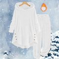 thumbnail image 4 of Oksale Womens Plus Size Fleece Sweatsuit 2 PC Sherpa Lined Hooded Sweatshirts Elastic Drawstring Sweatpants Warm Winter Pajama Sets White L, 4 of 7