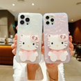 thumbnail image 2 of Popular lindo patrón de concha de hello kitty para iPhone 15 funda de teléfono IMD acrílico 14 13 12 11 promax KT espejo de maquillaje de gato anticaída, 2 of 4