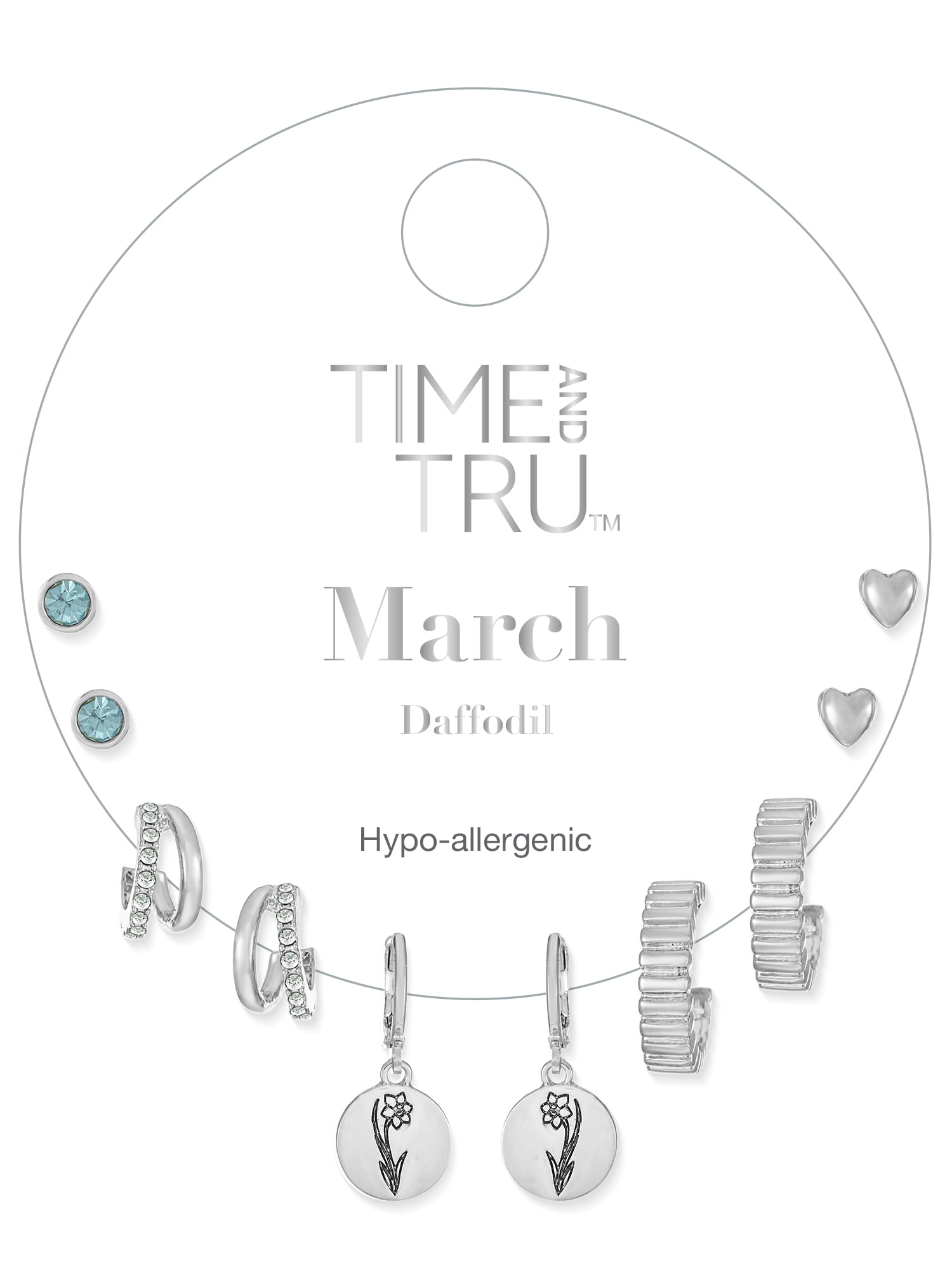Time and Tru March DaffodilEarring Pack Silvertone