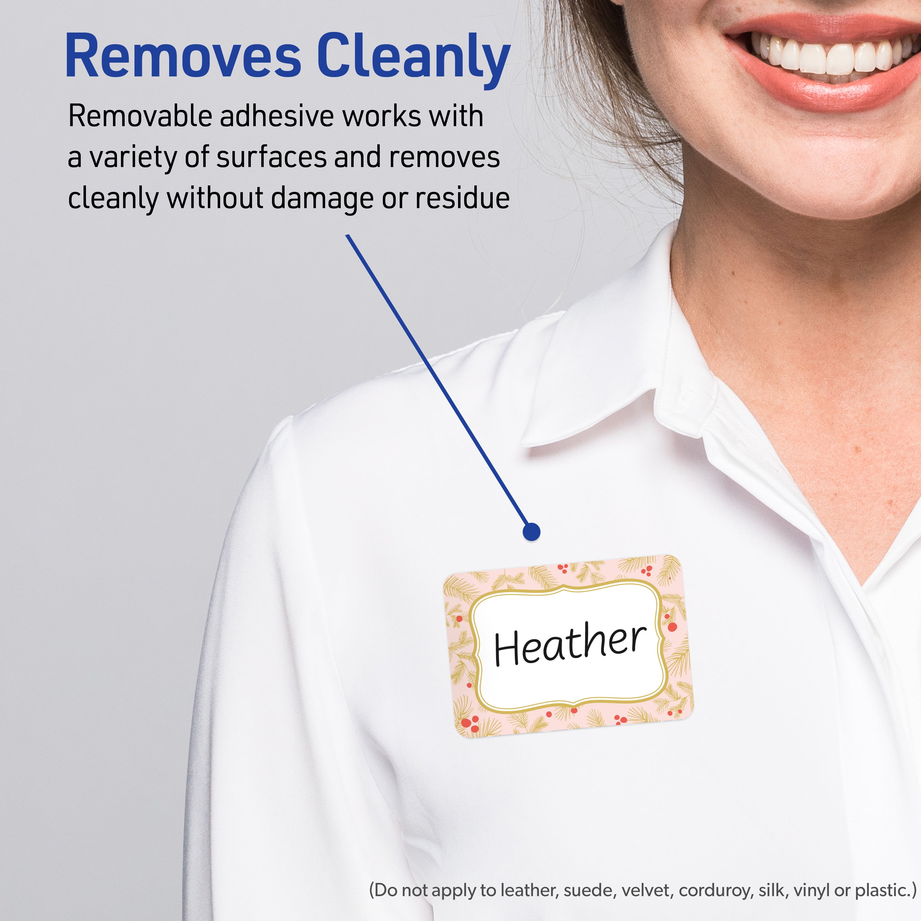 Avery Adhesive Name Tags, Matte White, Pink & Gold Frame