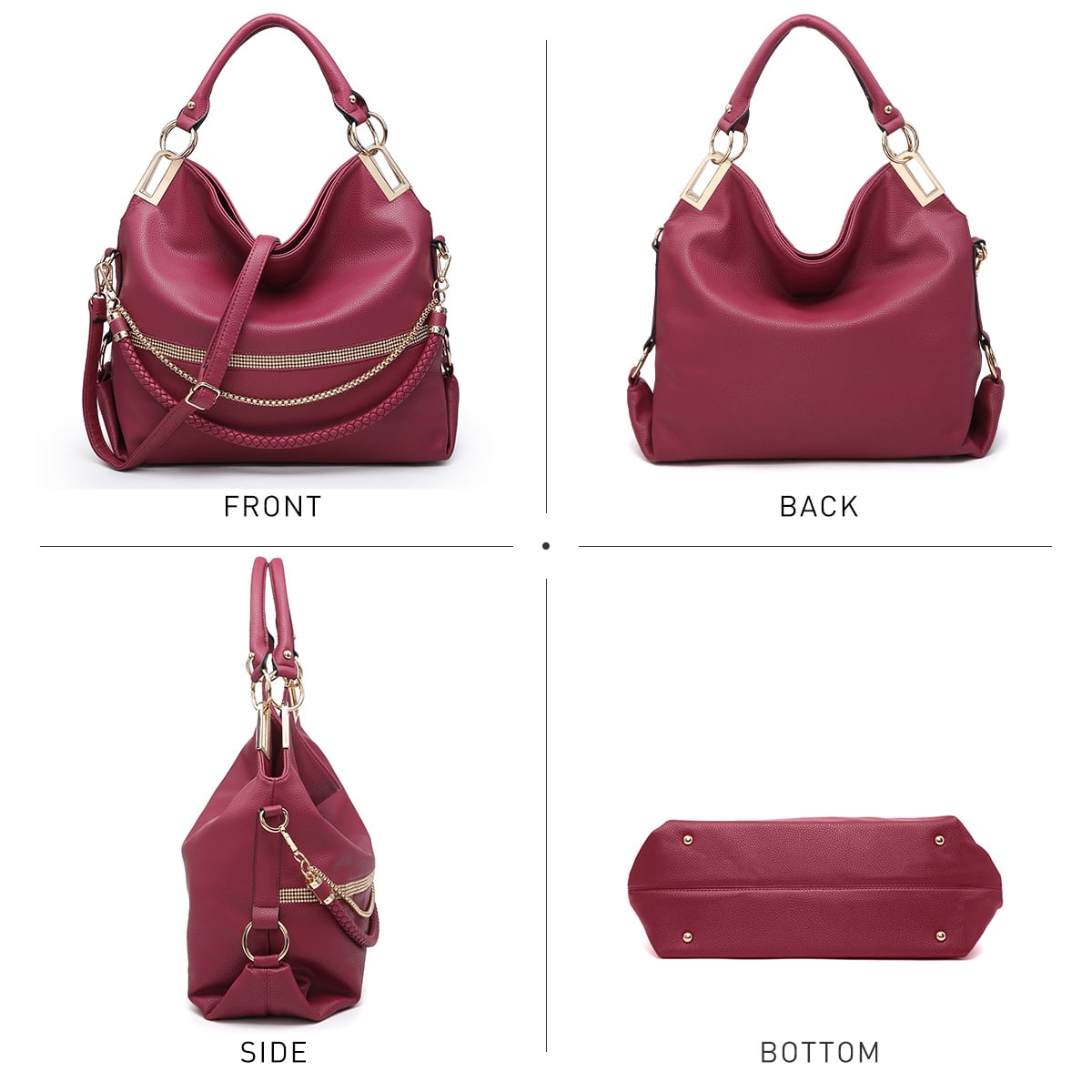 Dasein Hobo Bags for Women Soft Faux Leather Purses and Handbags Large Hobo Purse Shoulder Bag with Rhinestones