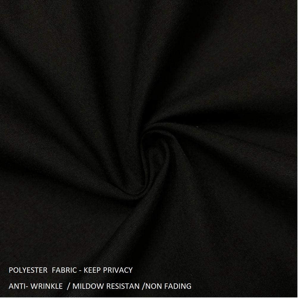 Ruffled Black Fabric Shower Curtain