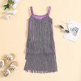 thumbnail image 2 of Toddler Kids Girl Sequin Fringe Dress Sparkling Tassel Sleeveless Dress Little Girls Dance Wear Party Latin Dress, 2 of 5