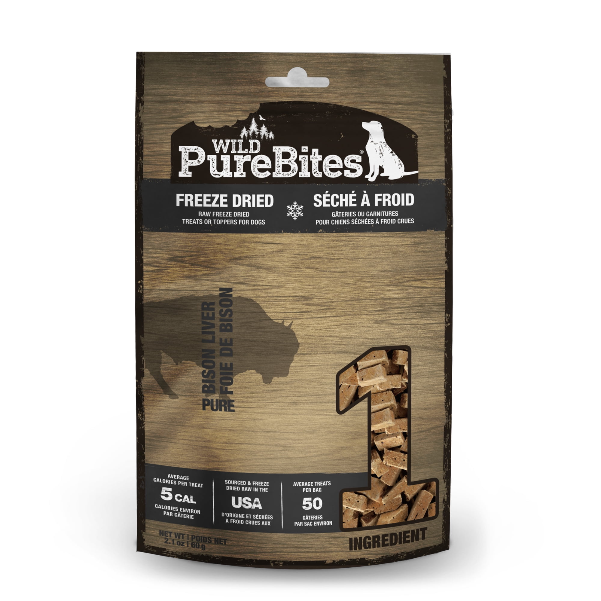 Wild PureBites Bison Freeze Dried Dog Treats, 1 Ingredient, 2.1oz
