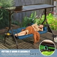 thumbnail image 5 of 3-Seat Patio Porch Swing with Adjustable Hardtop,3 in 1 Convertible Outdoor Porch Swing for Adults,Patio Swing with Thicken Cushion,Pillows & Cup Holders for Porch,Backyard,Garden (Blue), 5 of 8