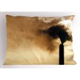 thumbnail image 1 of Industrial Pillow Sham Heavy Smoke of Industrial Chimney Pollution Contamination Environment, Decorative Standard Queen Size Printed Pillowcase, 30 X 20 Inches, Pale Brown Black, by Ambesonne, 1 of 2