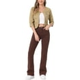 thumbnail image 2 of INSPIRE CHIC Women's Denim Jackets Collarless 3/4 Sleeves Crop Jean Cardigan Jackets XL Khaki, 2 of 6