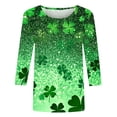 thumbnail image 5 of Moxiu St Patricks Day Shirt Women Plus Size Funny 3/4 Sleeve Cute Saints Tops Shamrock Shirts Lucky Irish Shamrocks Outfit 2025 Green,XL, 5 of 5
