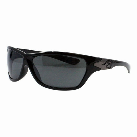 Choppers Flame Wrap Sunglasses Men's Oval/Rectangle Biker UV400 Black, Black