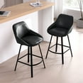 thumbnail image 2 of Zesthouse 25.6" Swivel Counter Height Bar Stools Set of 2, Modern Counter Height Chairs with Backs and Metal Legs, Upholstered Faux Leather Barstools for Kitchen Island, Black, 2 of 10
