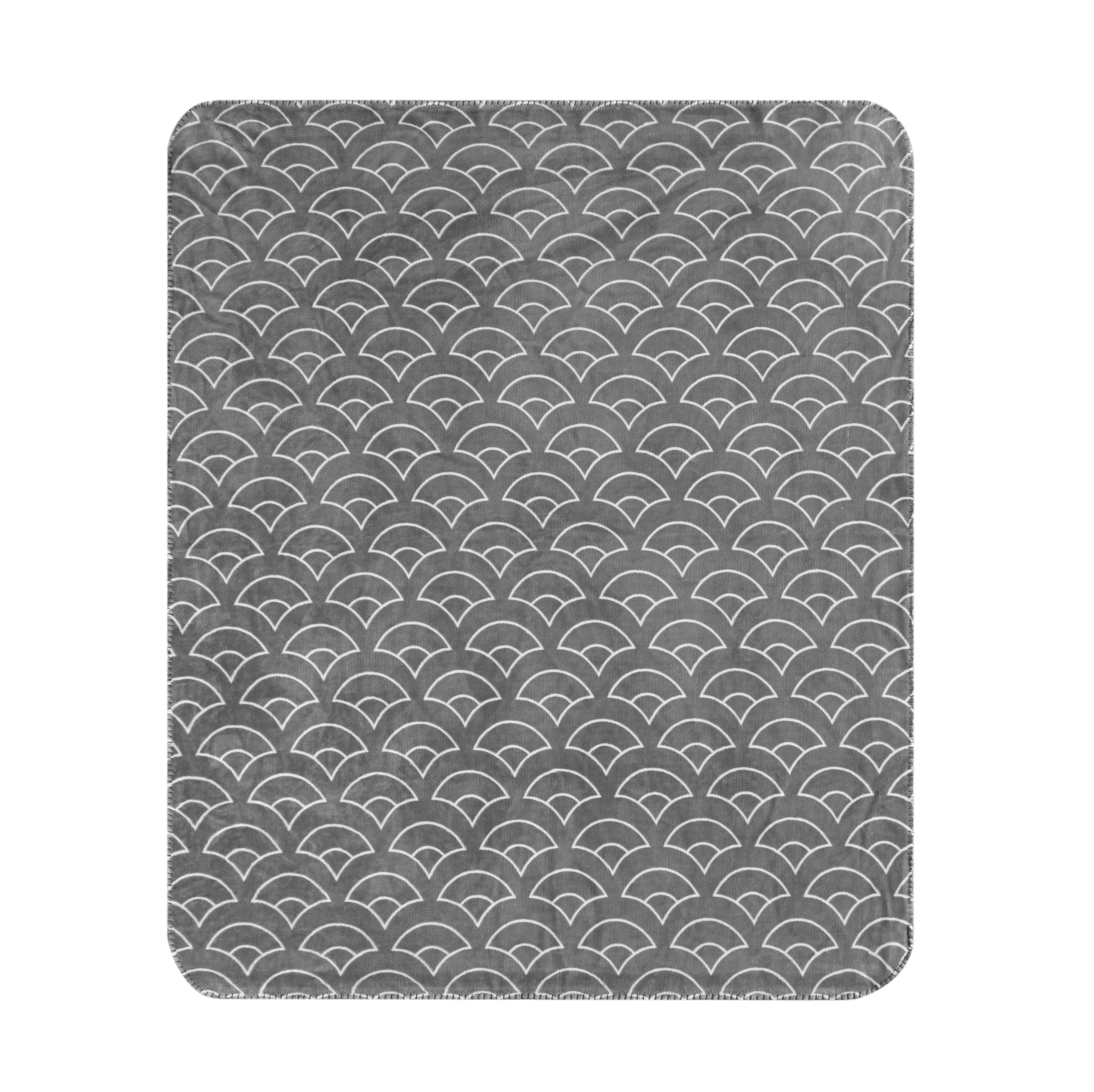 Mainstays Super Soft Plush Throw Blanket, 50" x 60", Grey Cream Geo