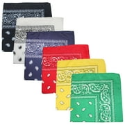 Pack of 12 Paisley 100% Cotton Bandanas Novelty Headwraps - Dozen Available in Many Colors - 22 inches