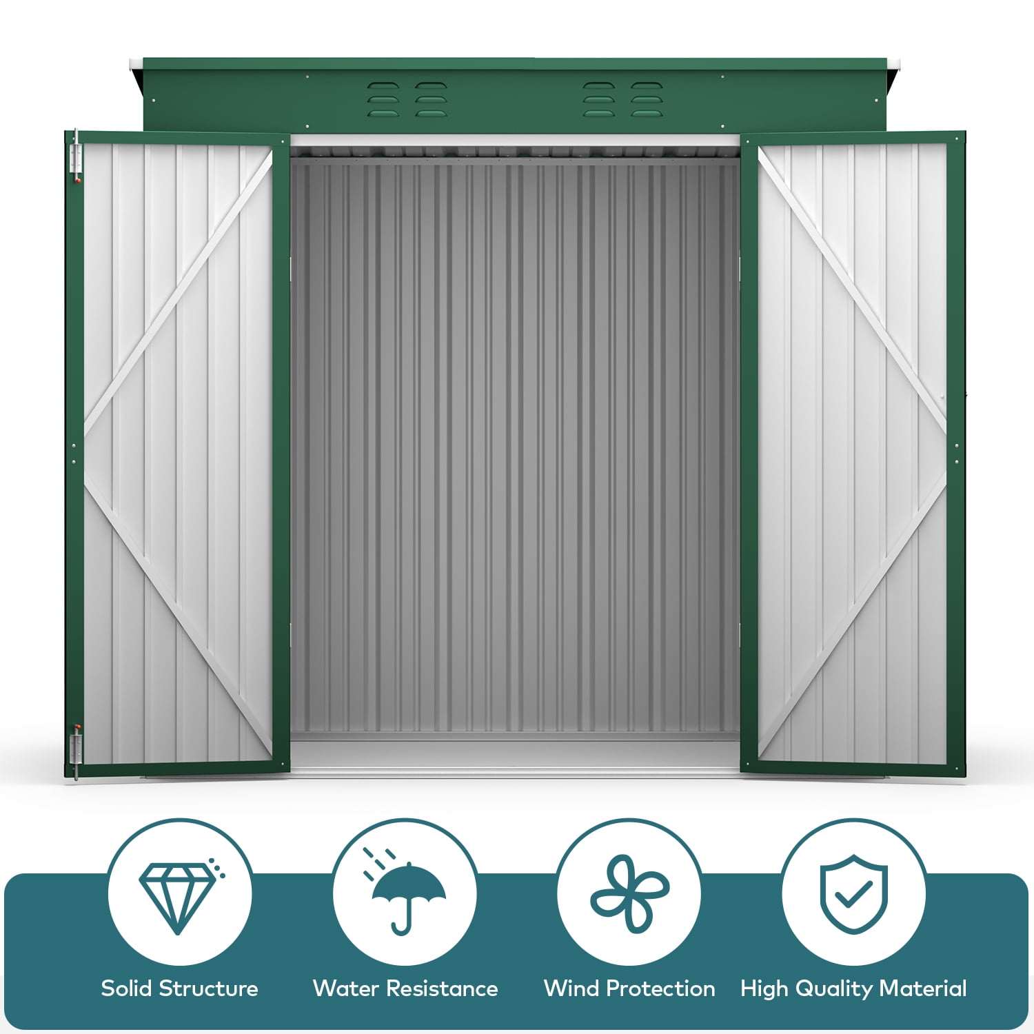 Outdoor Storage Shed, Lofka 6 x 4 Metal Garden Shed with Double Lockable Doors, Waterproof Shed Outdoor Storage Clearance for Backyard Patio Lawn, Green