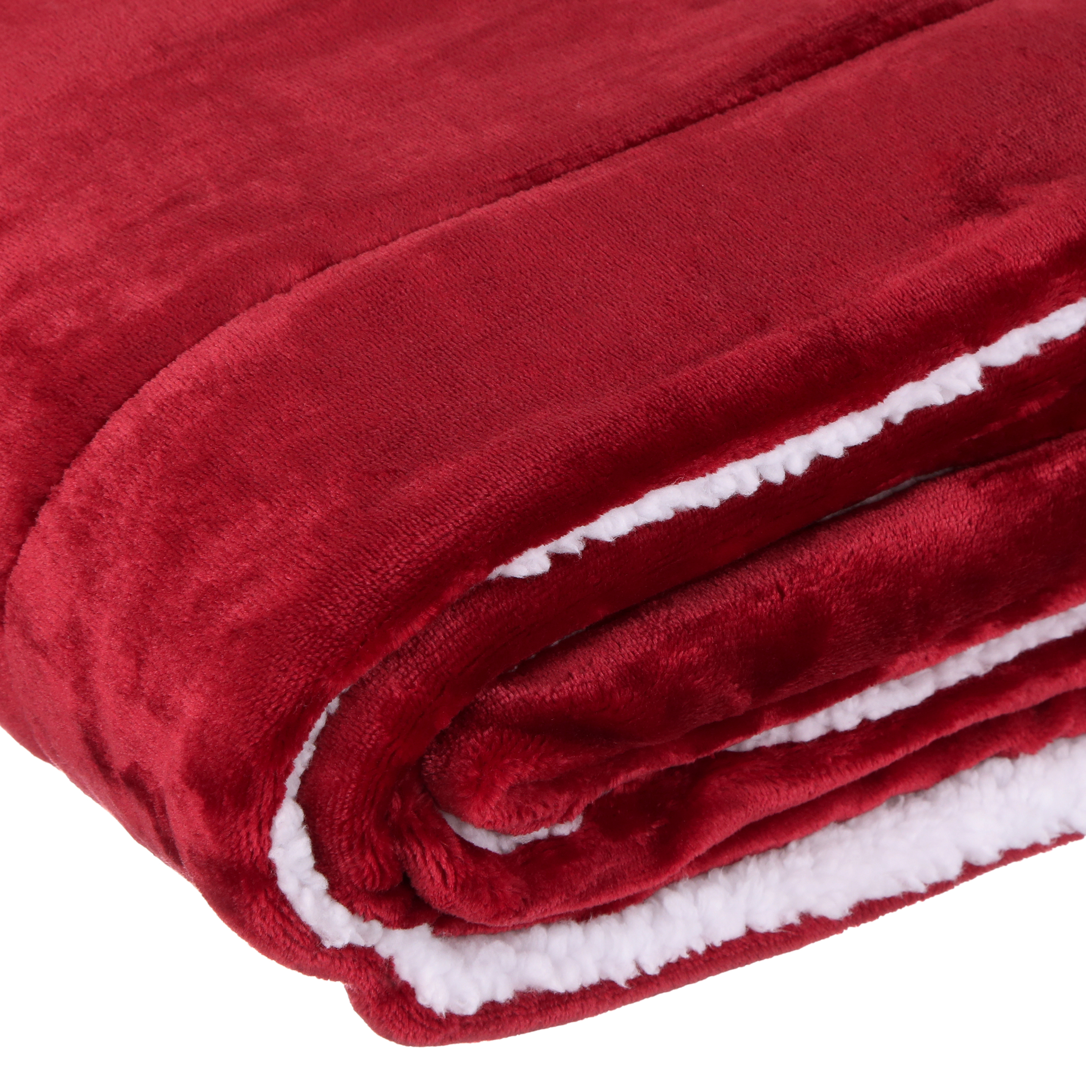 Genteele Super Soft Luxurious Sherpa Throw Blanket, 50" X 60", Burgundy Red
