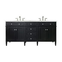 James Martin Vanities Brittany 72" Black Onyx Double Vanity w/ 3 CM Eternal Jasmine Pearl Quartz Top