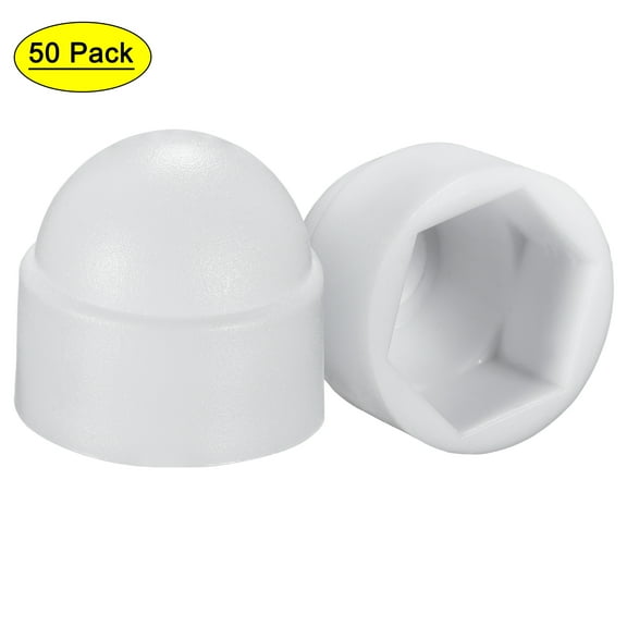 Uxcell Plastic Dome Nut Protection Cap Covers, M10 Nut Cover White 50 Pack