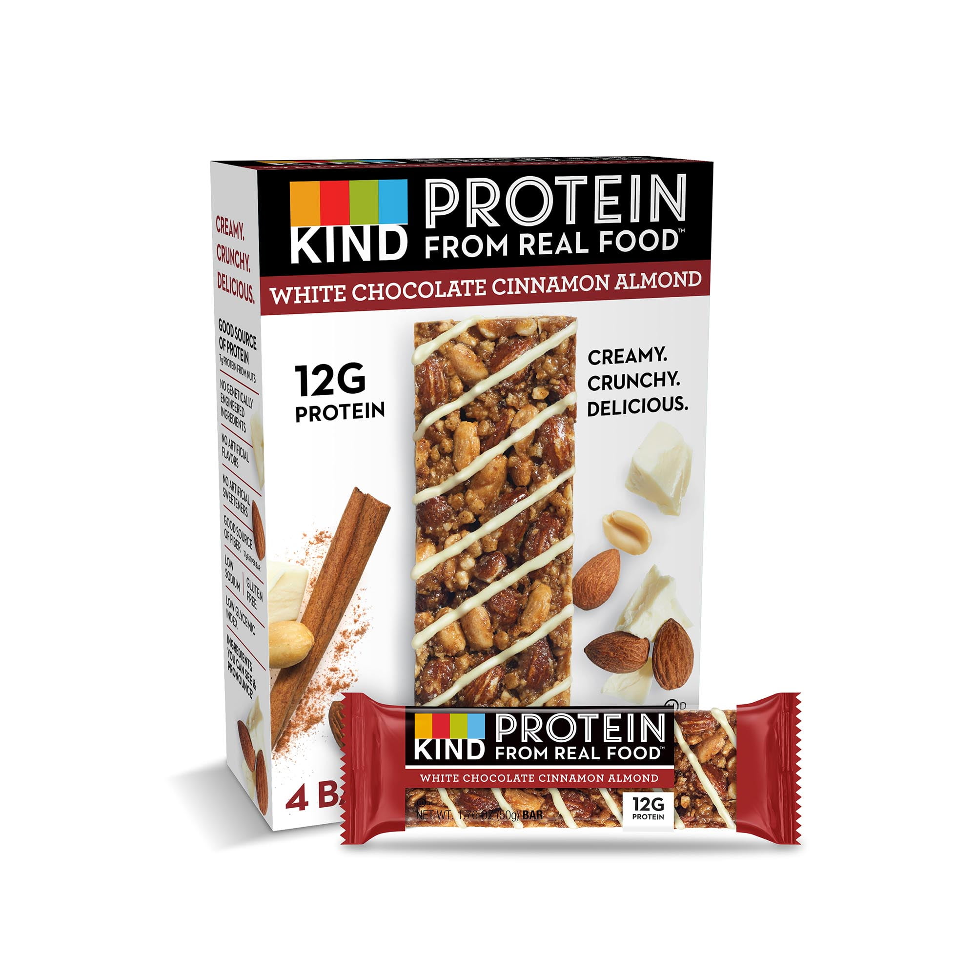 KIND Protein Bars, White Chocolate Cinnamon Almond, Gluten Free, 12g