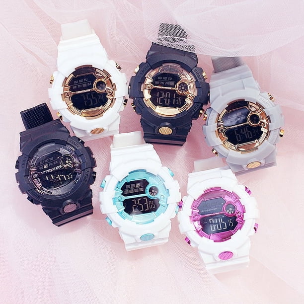 Reloj electrónico estilo pareja reloj multifunción resistente al agua