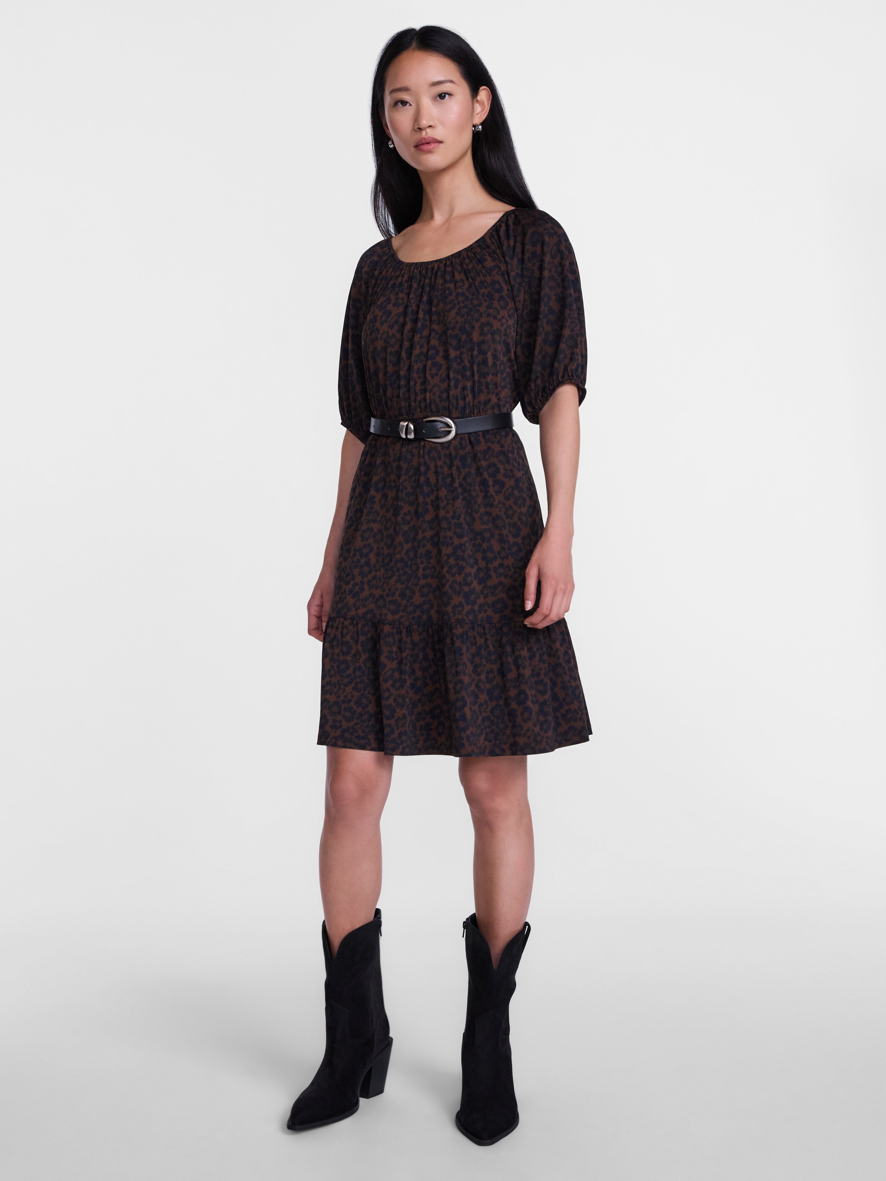 Scenario Women's Mini Dress with Shirred Waist, Sizes XS-XXXL