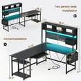 thumbnail image 3 of SEDETA L Shaped Gaming Desk with Hutch, 57.5” Reversible Corner Computer Desk with Storage Shelves, Gaming Desk with Pegboard, LED Lights, Power Outlet, Keyboard Tray and Storage Bag, Black, 3 of 8