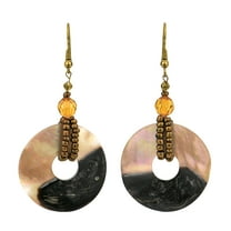 Sweet Circle Natural Brown Lip Shells Dangle Earrings