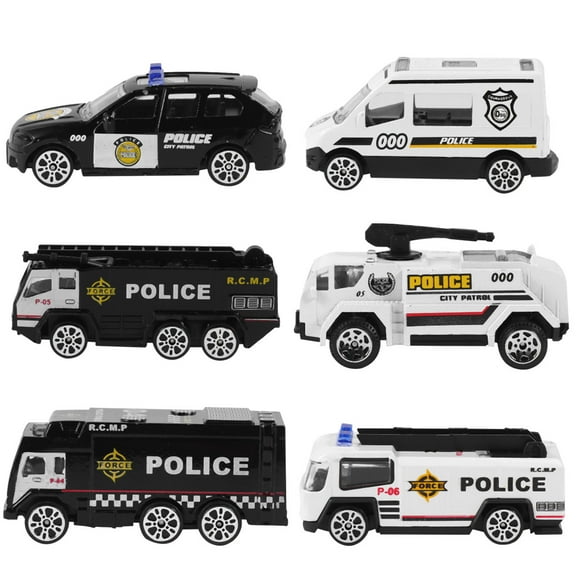 6pcs Assorted Police Car Models Die-cast Car Toys Inertia Control Toys Early Learning Props