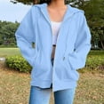 thumbnail image 2 of Basic Hoodie for Women with Pockets Long Sleeve Basic Zip Up Sweatshirt Hoodie Cardigan Coat, 2 of 7