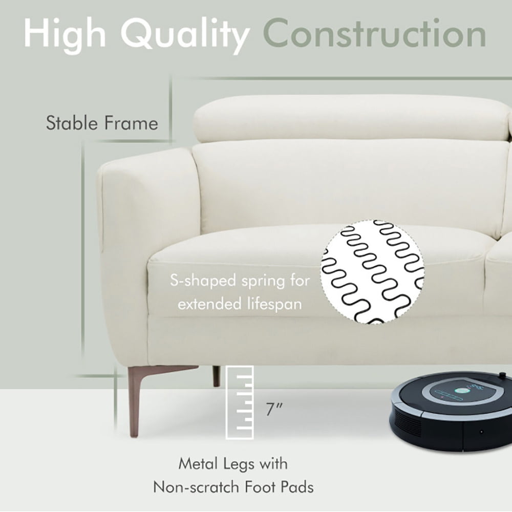 Finihen Loveseat Sofa, Modern Loveseat Sofa Couch, 72.5 Inch Modern Fabric Loveseat Sofa Couch with Adjustable Headrest, for Living Room, Bedroom, White Finihen Loveseat Sofa, Modern Loveseat Sofa Couch, 72.5 Inch Modern Fabric Loveseat Sofa Couch with Adjustable Headrest, for Living Room, Bedroom, White