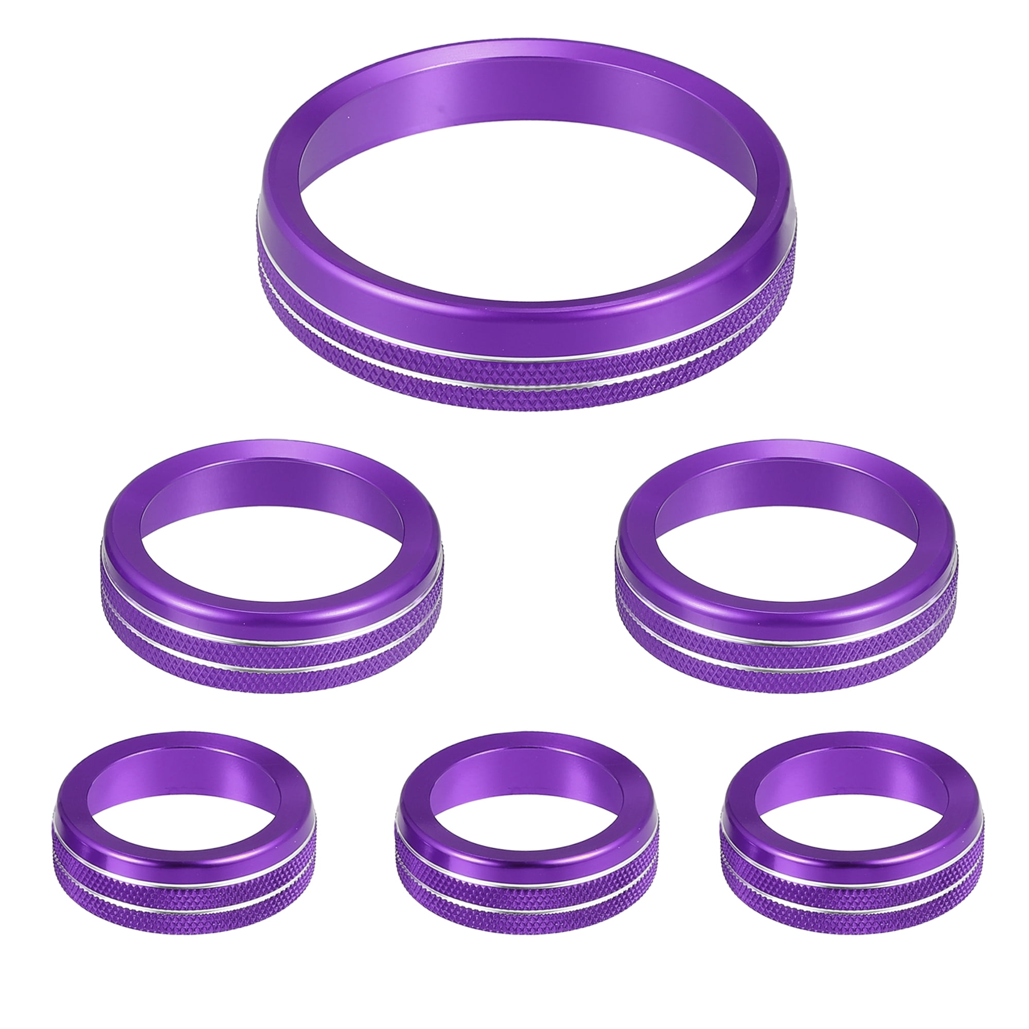6pcs Purple Aluminum Alloy Car AC Control Ring Knob Trim Cover for Ford