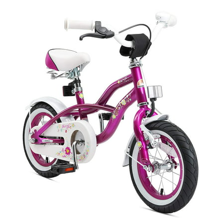 BIKESTAR Original Premium Safety Sport Kids Bike with sidestand and accessories for age 3 year old children | 12 Inch Cruiser Edition for girls | Creamy