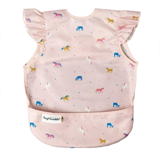 Tiny Twinkle - Baby - Mess-Proof Apron Bib Ruffle - Waterproof - Machine Washable - Unicorn Confetti