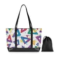thumbnail image 7 of FORMRS Canvas Laptop Tote Bag for Women with 15.6" Computer Compartments Shoulder Handbag, Green Simple Triangles, 7 of 7