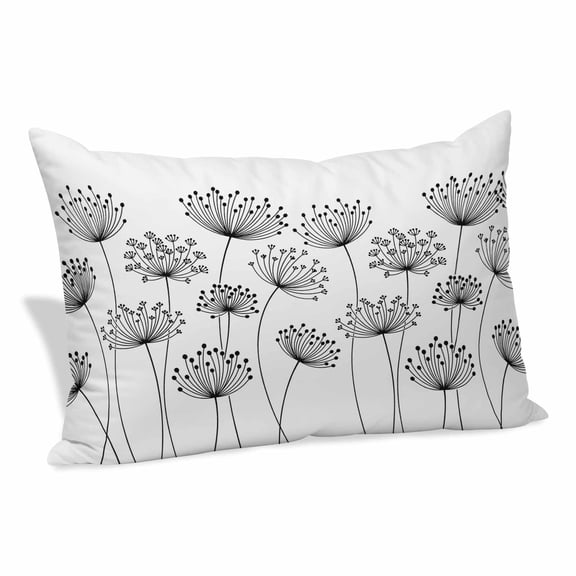 Black Dandelion Pillow Covers 24"x36", Country Modern Minimalist Flower Soft Brushed Microfiber Breathable Throw Pillow Covers, Decorative Pillowcase with Zipper for Couch Sofa Bedroom Living Room