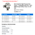 thumbnail image 2 of Direct Injection High Pressure Fuel Pump 1 - Compatible with 2010 - 2013 BMW X5 Sport Utility 4-Door 4.4L V8 GAS 2011 2012, 2 of 2