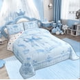 thumbnail image 3 of Feelyou Blue Princess Bow-tie Twin Comforter Sets, Mandala Damask Bedding Set, 2pcs, 3 of 8