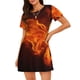 thumbnail image 1 of Fotbe Fiery Orange Flames Energy Bata de Dormir para Mujer con Estampado, Camisón de Algodón de Manga Corta, Ropa de Dormir Casual, 1 of 6
