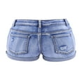 thumbnail image 2 of Women Ripped Denim Jean Shorts Mid Waist Rolled Cuff Distressed Stretchy Short Jeans Summer Jeans, 2 of 8